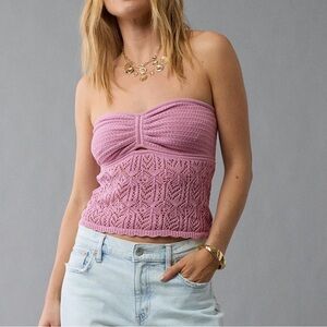 NWT American Eagle Cropped Crochet Tube Top Women’s Pink XXL